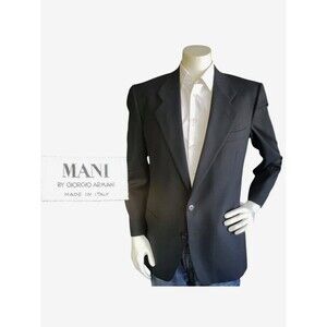 Mani Gorgio Armani Blazer Mens 39R Sport Coat Wool Gray Pinstripe Jacket Suit